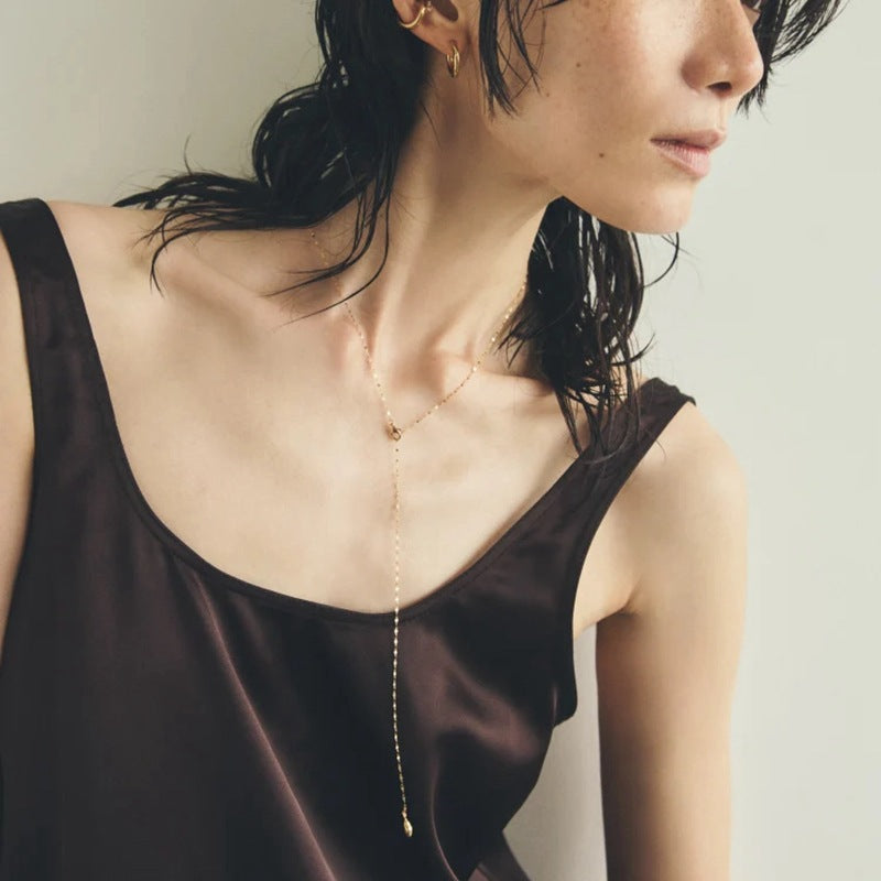 Teardrop Lariat Long Y Necklace - styled view 2 | Floysun
