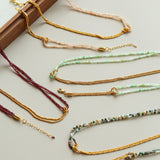 Designer Double Chain & Mixed Natural Stone Necklace
