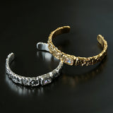 Ruched Lava Textured Open Cuff Bracelet