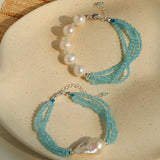 Ice Blue Cat Eye Layered Bracelet
