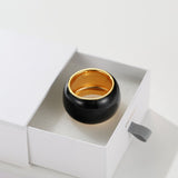 Japanese Minimal Enamel Wide Band Ring | Versatile Layering Style