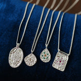Vintage Floral Relief Geometric Cubic Zirconia Pendant Necklace