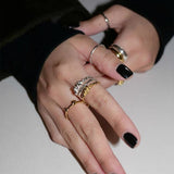 925 Silver Double Flower Ring Stacking Rings