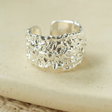 Textured Wrinkle Cubic Zirconia Open Ring
