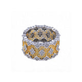Two-Tone Clover Pavé Lace Band Ring - detail view | Floysun