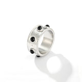 Designer Curved Black Onyx & Deer Antler Stone Band Ring - Narrow