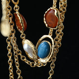 Vintage Art‑Style Acrylic & Faux Pearl Inlay Multi‑Layer Waist Chain