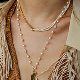 Designer Double Chain & Mixed Natural Stone Necklace