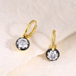 Black & Gold Moissanite Earrings - side view | Floysun