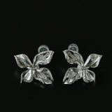 French Luxury Brushed 925 Silver Butterfly Stud Earrings