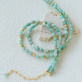 Niche Luxury Double Layer Natural Amazonite Beaded Necklace