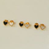 Black White Love Studs Earrings