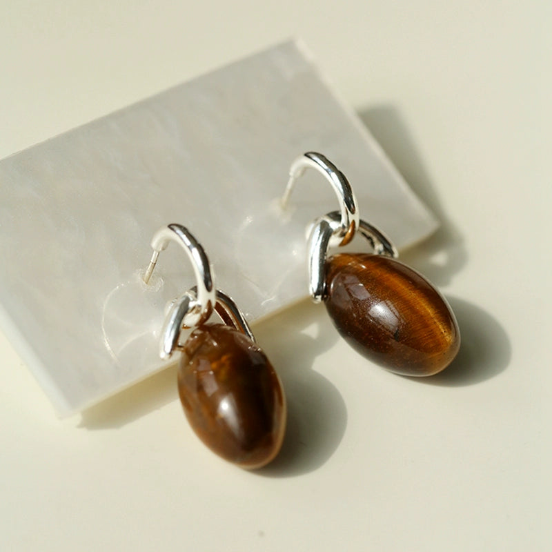 Tiger’s Eye Bead Drop Earrings