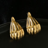 Sculptural Vertical Striped Teardrop Stud Earrings