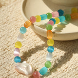 Dopamine Colorful Cat's Eye Baroque Necklace