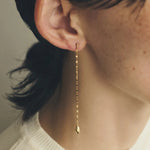 Teardrop Tassel Long Chain Drop Earrings - alternate angle | Floysun