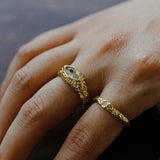 Textured Wrinkle Cubic Zirconia Open Ring