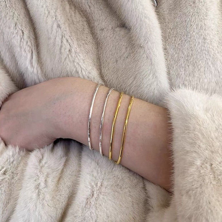 Textured Flat Snake Chain Bracelet - alternate angle | Floysun