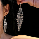 Italian Lace Crystal Tassel Earrings - Handcrafted S925 Sterling Silver  Baroque Chandelier Earrings