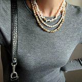 Lava Gold Bead & Pearl Necklace