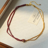 Designer Double Chain & Mixed Natural Stone Necklace