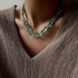 Niche Luxury Double Layer Natural Amazonite Beaded Necklace