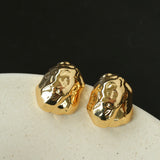 Minimalist Irregular Hammered Lava Stud Earrings