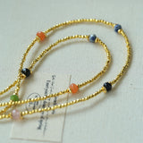 Bohemian Faceted Gold Bead Necklace – Colorful Gemstone or Pearl Style