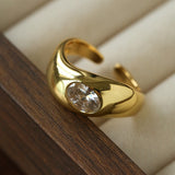 Minimalist Sleek Geometric Cubic Zirconia Open Ring