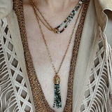 Designer Double Chain & Mixed Natural Stone Necklace