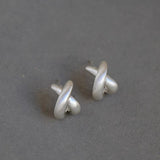 Minimalist Brushed Metal Cross Earrings