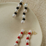 Natural Pearl Knotted Leather Earrings