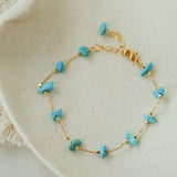 Colorful Chip Stone Starry Thin Bracelet (Turquoise & Tourmaline)