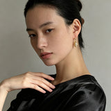 Wrapped Gold Frame Natural Baroque Pearl Drop Earrings