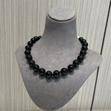 White turquoise & Black Agate Beaded Necklace