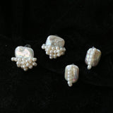 Square cluster and elongated row baroque freshwater pearl stud earrings