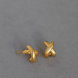 Minimalist Brushed Metal Cross Earrings