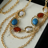 Vintage Art‑Style Acrylic & Faux Pearl Inlay Multi‑Layer Waist Chain