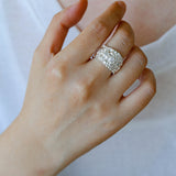 Textured Wrinkle Cubic Zirconia Open Ring