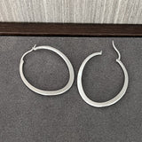Twisted Oval 925 Silver Hoop Earrings
