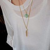 Natural Stone Four-Leaf Clover Necklace