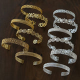 Vintage Palace Lace Filigree Open Cuff  Stackable Bracelet