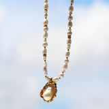 Vintage Baroque Pearl Shell Pendant Adjustable Choker Necklace