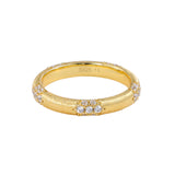 Vintage Brushed Texture CZ Accent Band Ring