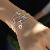 Mother-of-Pearl Initial Colorful Zircon Beaded Bracelet