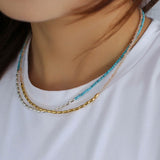 Mini Beaded Asymmetrical Blue Turquoise Necklace