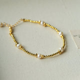 Bohemian Faceted Gold Bead Bracelet – Colorful Gemstone or Pearl Style