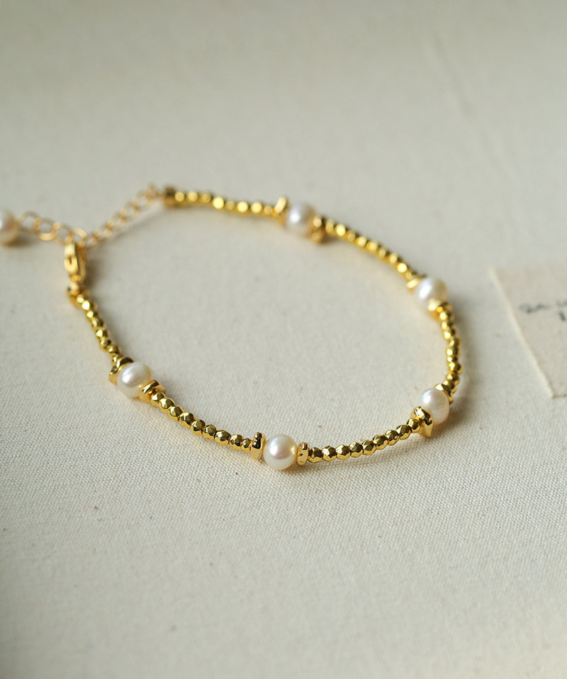 Bohemian Faceted Gold Bead Bracelet – Colorful Gemstone or Pearl Style