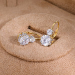Graduated Two-Stone Cubic Zirconia Leverback Earrings - side view | Floysun