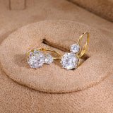 Graduated Two-Stone Cubic Zirconia Leverback Earrings - side view | Floysun